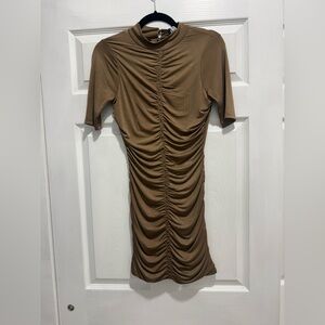 MINKPINK Brown Ruched Mini Dress